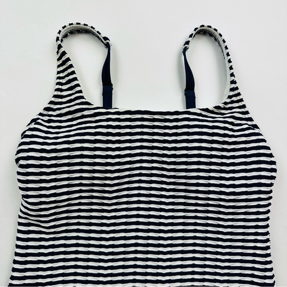 Lands’ End Navy White Striped Tankini Top Size 4 - Picture 2 of 8
